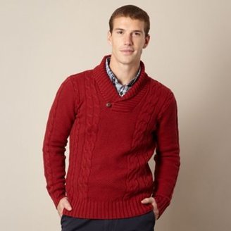 Nautica Dark red cable knit shawl neck jumper