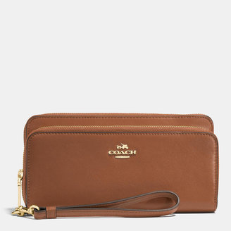 Coach Double Accordion Zip Wallet In Smooth Leather