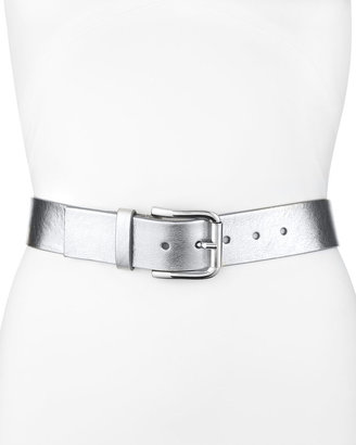 Neiman Marcus Metallic Leather Belt, Silver