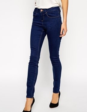ASOS Mid Rise Skinny Ankle Grazer Jeans in Rich Blue