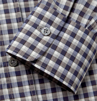 Canali Check Cotton Button Down Collar Shirt