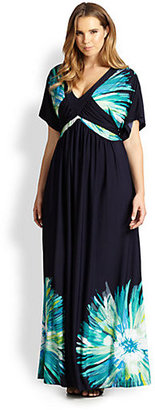 Melissa Masse Melissa Masse, Sizes 14-24 Printed Jersey Maxi Dress