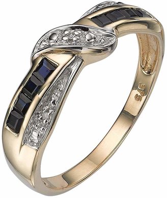 Love GEM 9 Carat Yellow Gold Diamond-Set Sapphire Eternity Ring