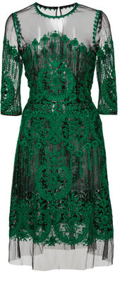 Naeem Khan Embroidered Dress Green