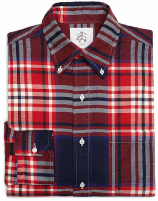 Brooks Brothers Red White and Navy Plaid Button-Down Shirt