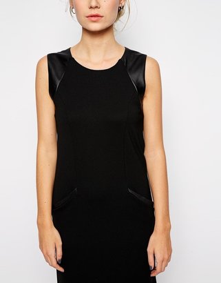 B.young Raja Sleeveless Dress With Faux Leather Trim