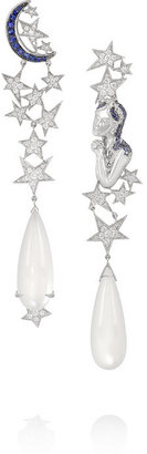 Lydia Courteille Moon and Star 18-karat white gold, moonstone, diamond and sapphire earrings