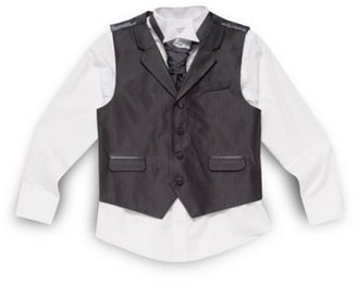 Bluezoo Boy's black and grey pinstripe waistcoat
