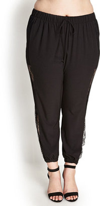 Forever 21 FOREVER 21+ Lace-Trimmed Woven Joggers