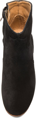 Isabel Marant Dicker Calfskin Velvet Leather Boots in Black