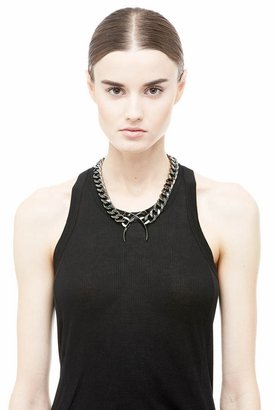 Luv Aj Crystal Cross Tusk Necklace in Shiny Black
