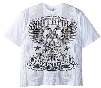 Southpole Men's Big-Tall Screen Gel T-Shirt Wings On Graphic Skull Gel