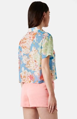Topshop 'Zoe' Floral Print Short Sleeve Blouse