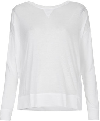 Topshop Lightweight sweat top with sheer mesh front. 65% polyester, 35% cotton. machine washable.