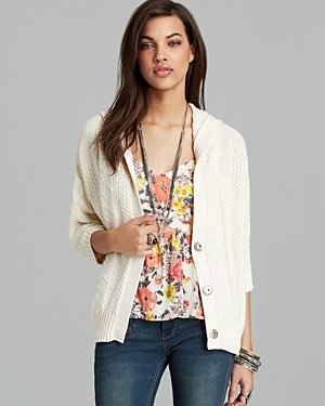 Free People Cardigan - Washed Out Hooded