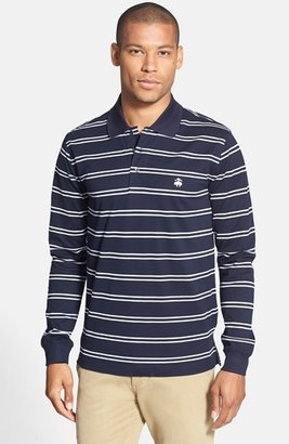 Brooks Brothers Stripe Trim Fit Long Sleeve Piqué Polo