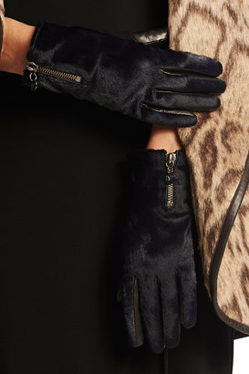 Diane von Furstenberg Haircalf Zip Gloves