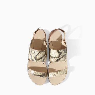 Zara 29489 Flat Snakeskin Sandal With Straps