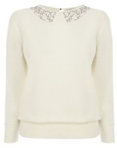 Oasis lace insert collar top