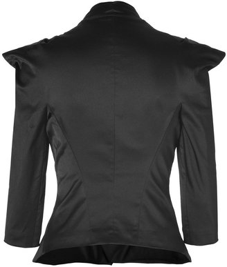 Donna Karan Black Satin Draped Jacket