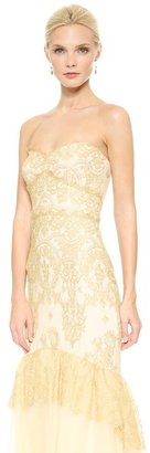 Notte by Marchesa 3135 Notte by Marchesa Strapless Metallic Lace Mermaid Gown