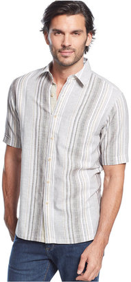 Tasso Elba Island Big and Tall Mixed-Stripe Linen-Blend Shirt