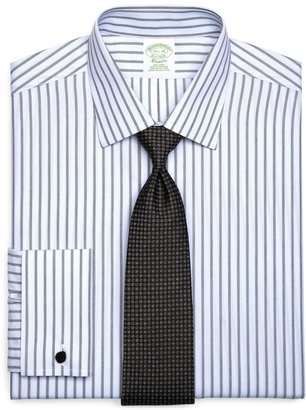 Brooks Brothers Supima® Cotton Non-Iron Regular Fit Spread Collar French Cuff Broadcloth Framed Triple Stripe Dress Shirt