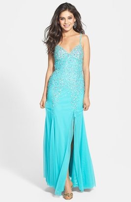 Sean Collection Embellished Chiffon Tank Gown