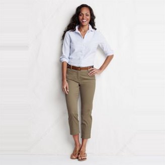 Lands' End Lands End Beige womens stretch cropped chinos