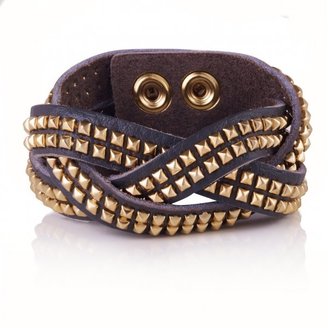 Oliver Bonas Leather Plaited Studded Bracelet