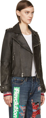 Marc by Marc Jacobs Black Worn Leather Biker Jacket