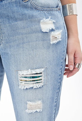 Forever 21 FOREVER 21+ High-Waisted Distressed Boyfriend Jeans