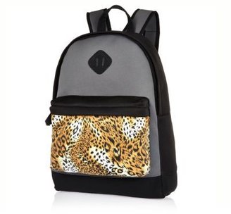 River Island Black neoprene leopard pocket backpack