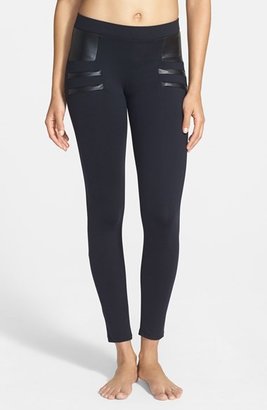 So Low Solow Faux Leather Trim Moto Leggings (Online Only)