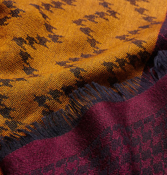 Etro Houndstooth Wool and Silk-Blend Scarf