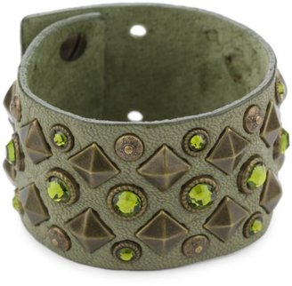 Streets Ahead 1.5" Cuff Bracelet Made with Light Olive New Zeal and Lamb Skin