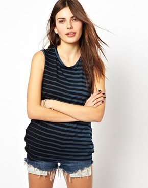 The Furies Tank Top in Lashes Print - Nightfall blue