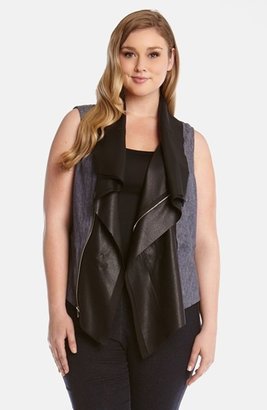 Karen Kane Mixed Media Drape Front Vest (Plus Size)