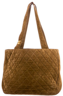 Chanel Quilted Suede Tote