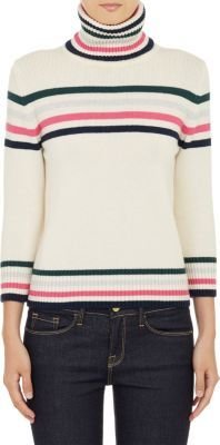 Barneys New York Striped Cashmere Turtleneck Pullover Sweater