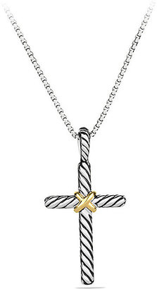 David Yurman Cable Collectibles X Cross Necklace with Diamonds in Gold