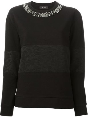 Paul Smith BLACK LABEL embellished neck patterned sweater