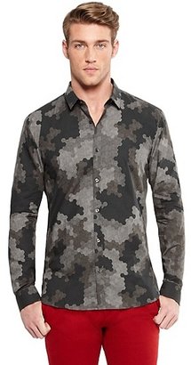 HUGO BOSS Ero  Slim Fit, Digital Camouflage Cotton Button Down Shirt - Medium Grey
