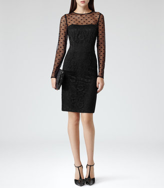Reiss Diana POLKA DOT AND LACE DRESS