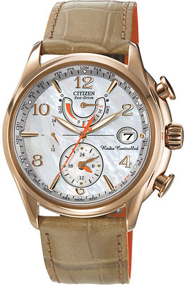 Citizen Eco-Drive ladies' gold-plated leather strap watch