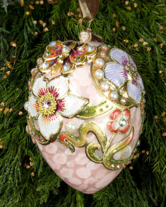 Jay Strongwater Floral & Cabochon Oval Christmas Ornament