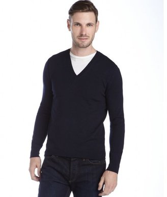 Burberry navy merino wool v-neck sweater