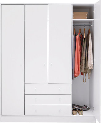 New Malibu 4 Door 3 Drawer Wardrobe - White.