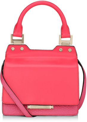 Jimmy Choo Amie S Geranium Spazzolato and Pink Grainy Leather Small Tote Bag