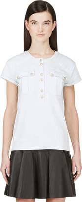 Balmain Mint Ribbed Shoulder T-Shirt